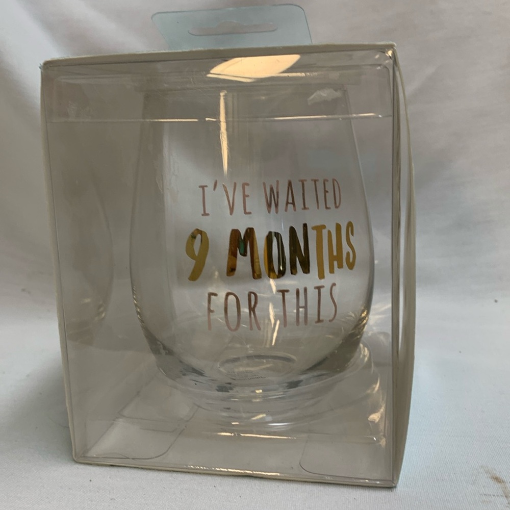 Pearhead NIB Motherhood Stemless Wine Glass